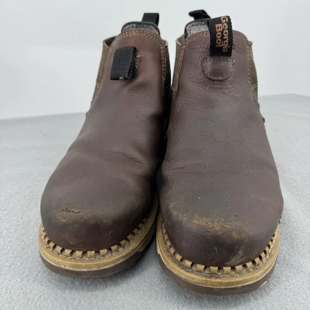 Georgia Boot AMP LT Chelsea Work Boots Mens 9.5W Steel Toe Waterproof GB00353